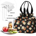 thumbnail image 4 of Pioneer Flower Floral Print Pattern Drawstring Lunch Bag Women - Drawstring Lunch Bag Insulated for Work Office - Stain-Resistant Large Lunchbags for Women with Multi-Pockets, 4 of 6