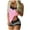 Pink, variant on PATLOLLAV Summer Womens Print Lace Sling Sleeveless Tank Tops Splicing Shorts Casual Set