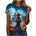 thumbnail image 2 of Ichuanyi Halloween Printed Shirts for Women Funny Graphic Round Neck Short Sleeved T-Shirts Novelty Horror Tee Casual Athletic Tops, 2 of 7