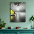 thumbnail image 3 of Shangniulu Ocean Sailboat Wall Art Decor Painting Pictures Print On Canvas, Gray and Yellow Seascape Framed Canvas Wall Art for Home Decoration Living Room Bedroom Artwork, 3 of 5