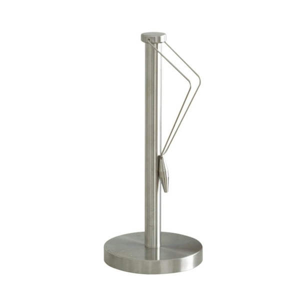 Portarrollos de cocina de acero inoxidable, elegante, con base pesada, ideal para la cocina o como decoración para restaurantes.