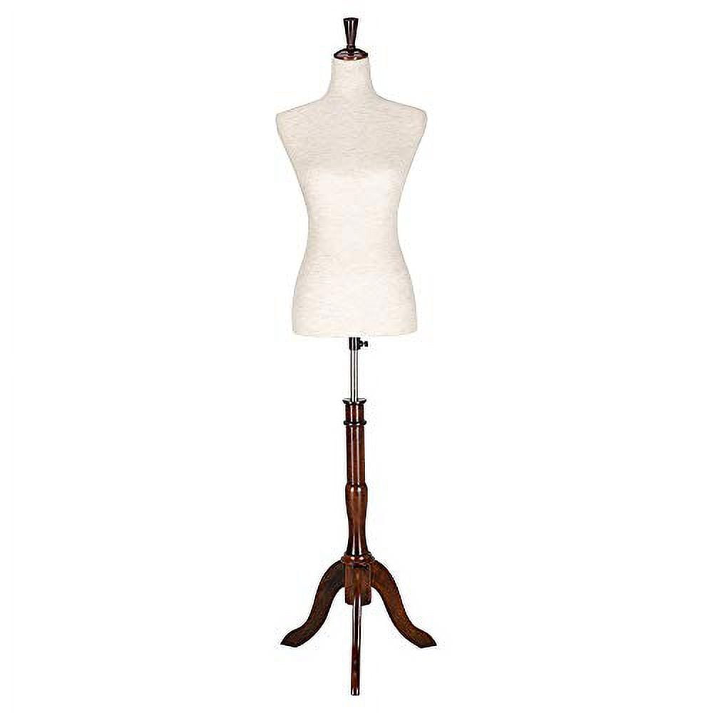 Bonnlo Upgraded Female Dress Form, Mannequin Torse Body with Adjustable Rubber Wood Stand for Dress Jewelry Display (White, 6-8)