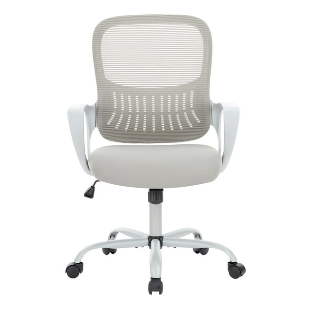 edx Chaise de Bureau Ergonomique Mi-Dossier avec Roulettes, Soutien Lombaire pour Bureau à Domicile, Chambre, Gris