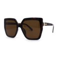 thumbnail image 3 of Womens Oversize Square Minimal Chic Mod Inset Lens Sunglasses Tortoise Brown, 3 of 4