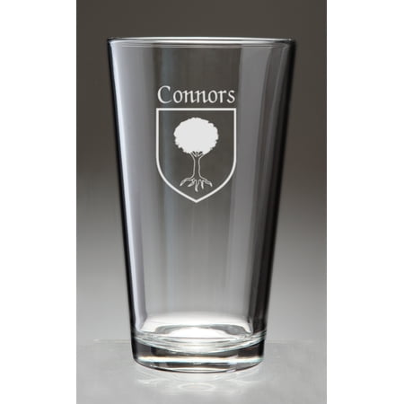 Connors Irish Coat of Arms Pint Glasses - Set of 4 (Sand Etched)