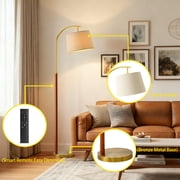 Oneach 63 MDF Arc Gold Floor Lamp Floor Lamp with Lamp Shade, Farmhouse Standing Lamp with Remote Control, dimmable bulb Switch for Bedroom, Living Room, Office, Decor