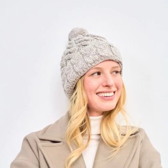 Polo Ralph Lauren Women\'s Cable-Knit Cashmere Pom Cuffed Beanie Gray NWT $198‎ Polo Ralph Lauren Women main image 3