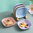 thumbnail image 2 of LNGOOR 10-Piece Square Plastic Dinner Plate Set with Storage Rack - Multifunctional Lightweight Snack and Breakfast Serving Dishes  Essential Kitchenware for Home Use, 2 of 6