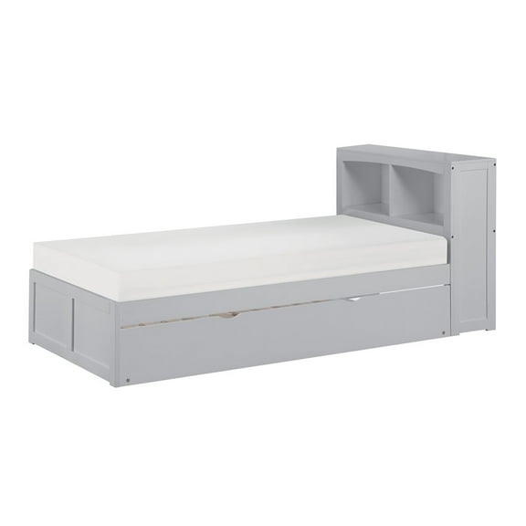 Lexicon Orion 88.5" Transitional Wood Twin Bookcase Bed with Trundle in Gray