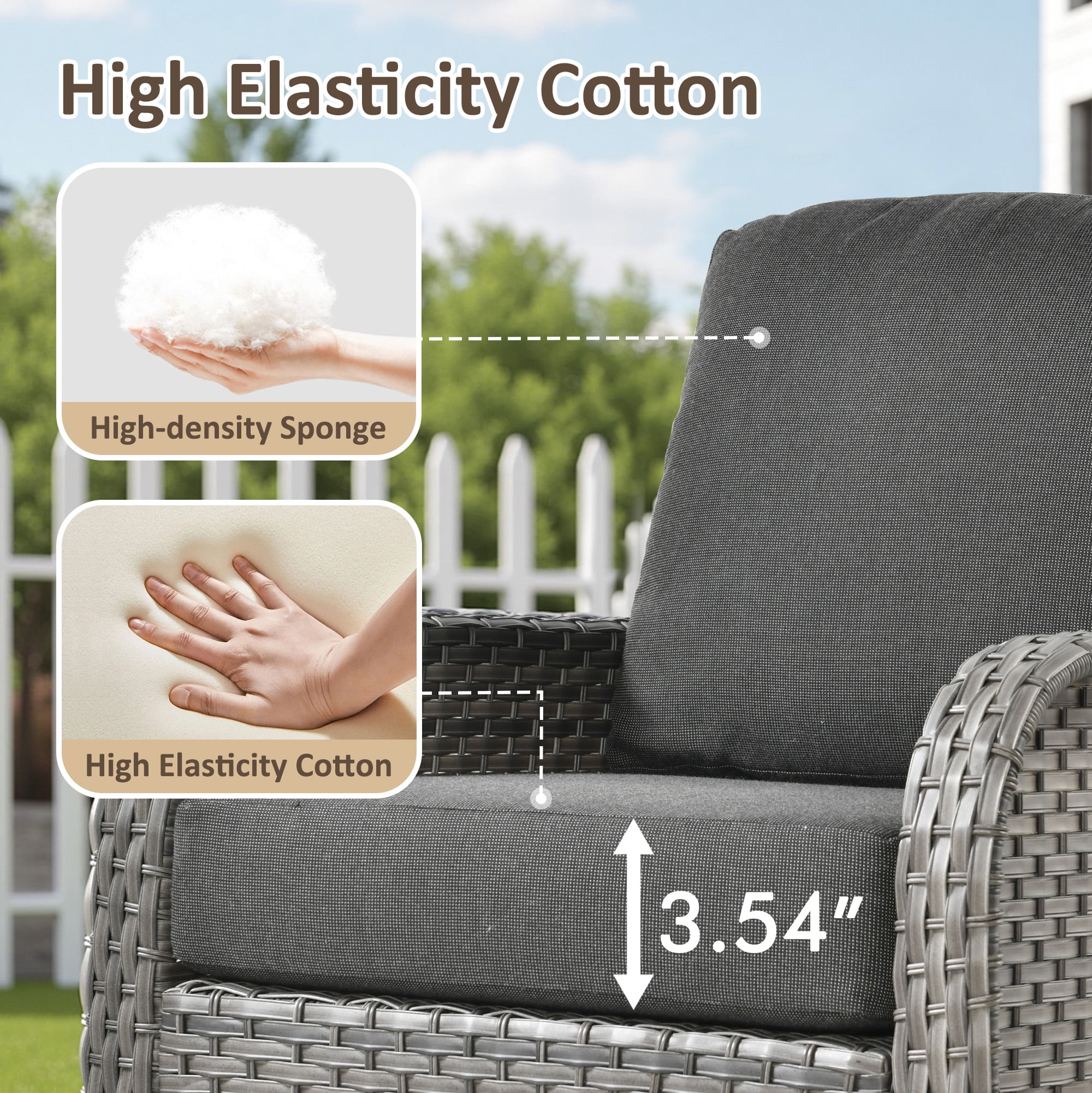 Toject 5 Pieces Outdoor Patio Furniture Set, High Back Conversation Set with Swivel Chairs, All-Weather Wicker Furniture Set for Porch, Balcony (Black)