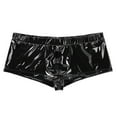 thumbnail image 5 of Men Shiny Leather Boxer, Sexy Open Crotch, Glossy PVC Leather, Wetlook Latex Short Pants, 5 of 6