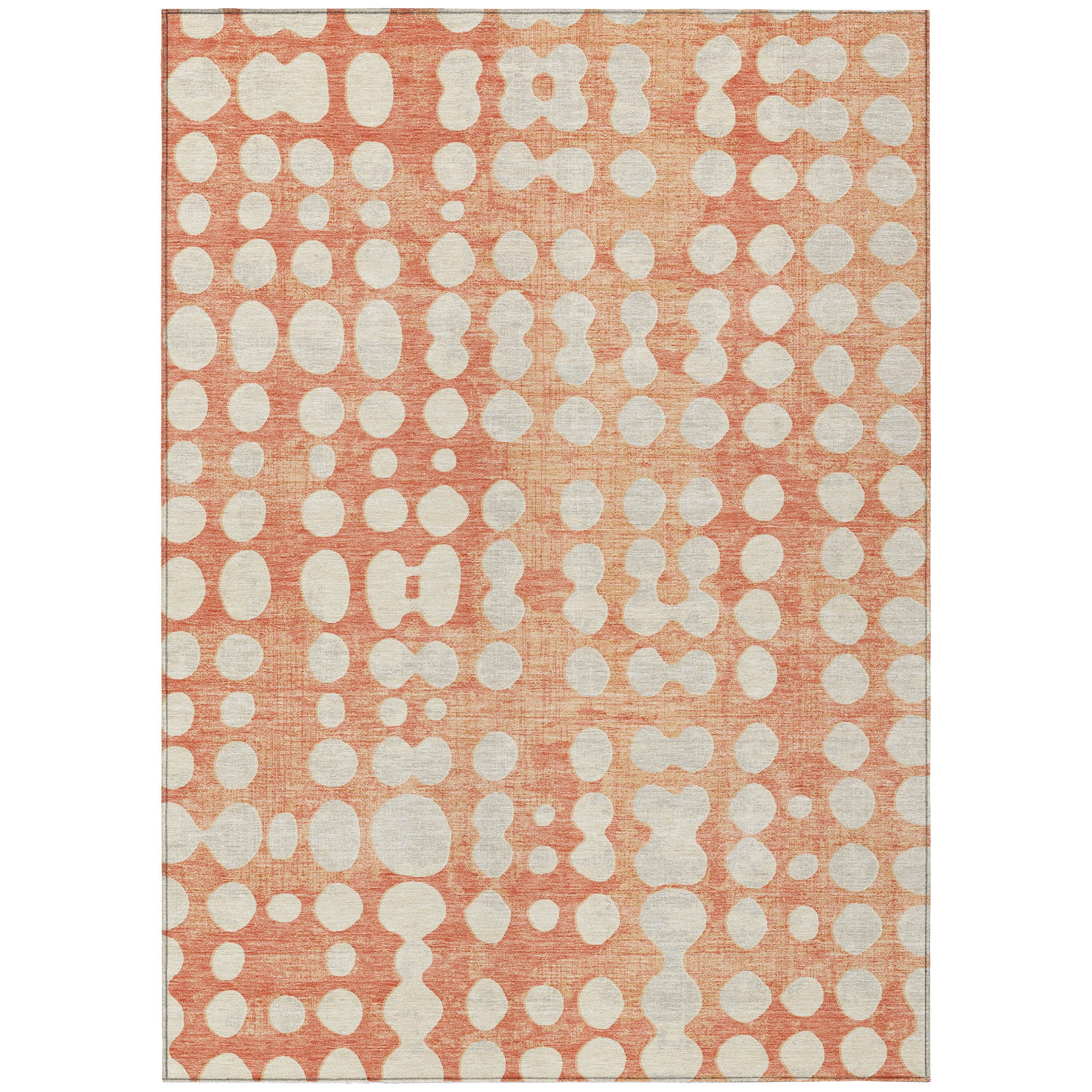 Addison Rugs Chantille Indoor/Outdoor Transitional Circles Coral Washable Rectangle Rug, 3' x 5'