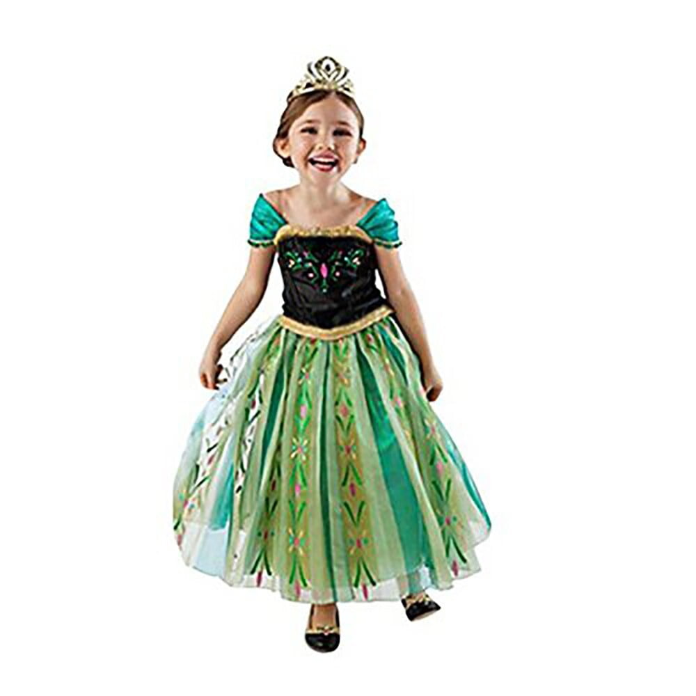 FYMNSI Girls Elsa Anna Costume Dress Party Outfit Fancy Dress Up Snow Queen Princess Halloween Carnival Cosplay Dress for 2-8 Years