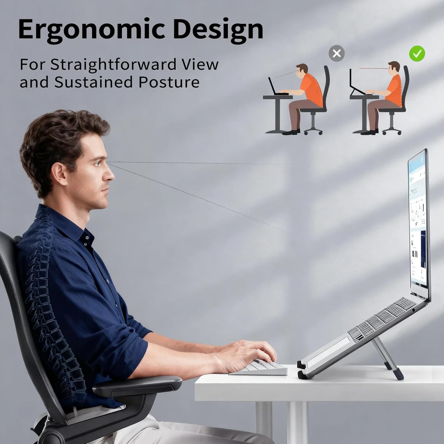 Protable Laptop Stand for Desk,Foldable Riser Holder,Ventilated Cooling Notebook Mount Computer 10-15.6” Laptops,Tablets，Aluminum