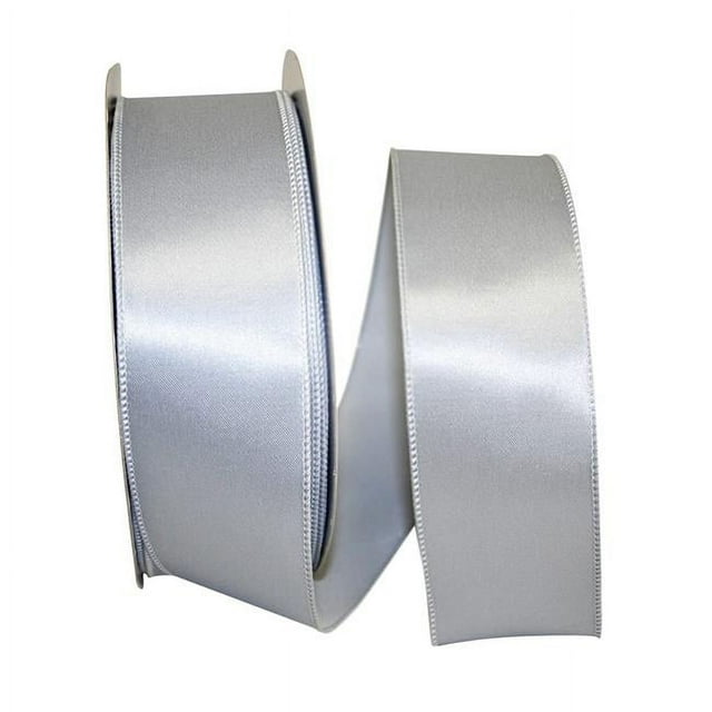 Reliant Ribbon 92575W-070-40K Satin Value Wired Edge Ribbon - Silver - 2.5 in. x 50 yards