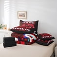thumbnail image 6 of Feelyou Neon Glowing Gamepad Bedding Comforter Set 7pcs for Teens, Cartoon Game Controller King Bedding Sets, Abstract Honeycomb Reversible Bed Sheets, Microfiber Bedroom Decor, 6 of 8