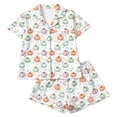 thumbnail image 4 of JAJAHO Halloween Women Pajama Sets Short Sleeve 2 Piece Pj Set Matching Button Shirt With Shorts, 4 of 4