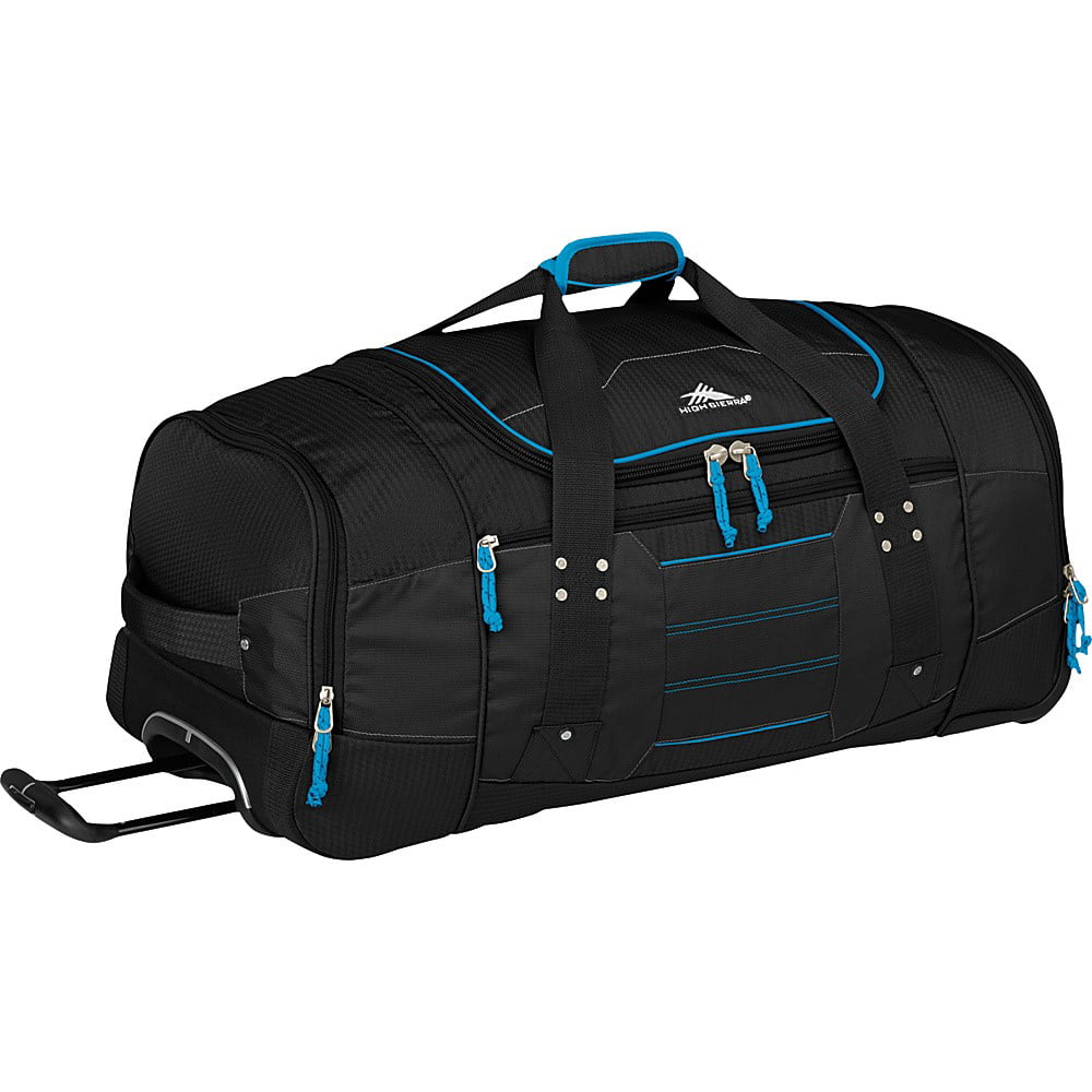 high sierra ultimate access 2.0 wheeled duffel bag 30&quot;, black/blue print - www.lvbagssale.com