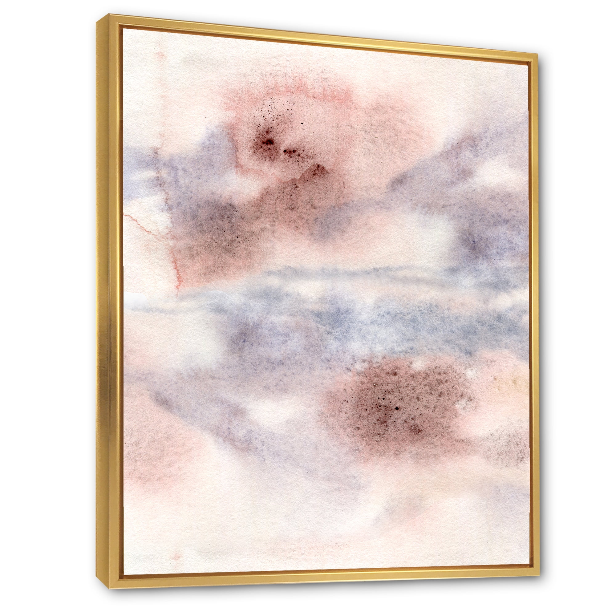 Designart 'Pastel Abstract With Gray Blue Pink and Red Spots' Modern Framed Canvas Wall Art Print