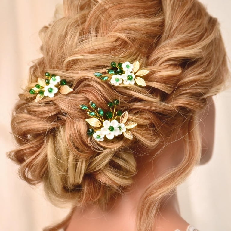 Gold Floral Bridal Hair Pins Gold Crystal Wedding Hair Accessories Bridal Hair Pins, Crystal Hair Pins, Wedding Gold Headpiece  main image 3