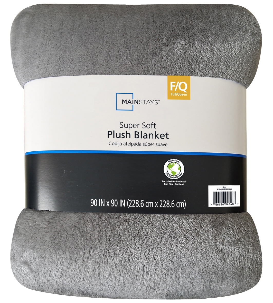 Mainstays Super Soft Plush Blanket, Gray, Full/Queen, Adult/Teen