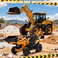 thumbnail image 2 of JCB 24V Ride On Excavator, 2 IN 1 Kids Electric Construction Ride on with Remote Control, Front Loader Bulldozer, Digger, Music, Ride on Toys for 3-6 Boys Girls, Yellow, 2 of 9