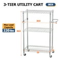 thumbnail image 3 of FDW 3-Tier Storage Wire Rack Metal Storage Shelf Heavy Duty Shelf With Wheels For Home,Chrome, 3 of 8