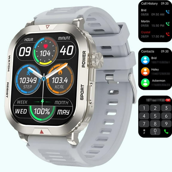 Smart Watch for Android & iPhone (Bluetooth Answer/Make Calls), 2.01 inch IP68 Waterproof Tracking Fitness, Sleep Monitor/Pedometer/Calories,Multiple Sports Modes