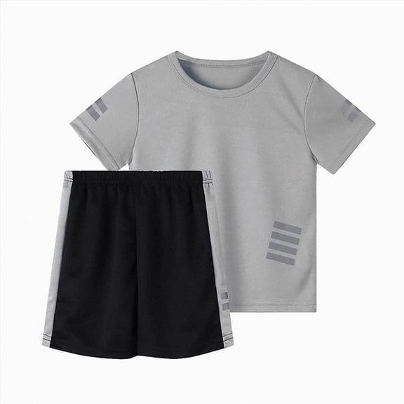UAYOTSE Boys Summer Sports Outfit 2 Piece Quick Dry Short Sleeve T-Shirt & Athletic Shorts Set With Pocket,Sizes 5-6 Years