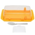 thumbnail image 1 of Caja rectangular 2 en 1 para cortar mantequilla y guardar quesos, ideal para el hogar, restaurante y cocina, color amarillo, 1 of 14
