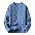 thumbnail image 3 of Uuszgmr Mens Coat Oversized Knit Sweater Solid Vintage Pullover Sweater Unisex Woven Crewneck Knitted Tops, 3 of 4