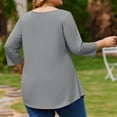 thumbnail image 6 of Tunic Tops for Women Plus Size 3/4 Sleeve Crew Neck Swing Flare Loose T-Shirt Blouses to Wear with Leggings Light Gray 2XL, 6 of 6