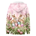 thumbnail image 4 of Easter Bunny Print Women's Hoodie Long Sleeve Zip Up Loose Fit Fall Casual Sweatshirt Crewneck Pullover Tops, 4 of 5