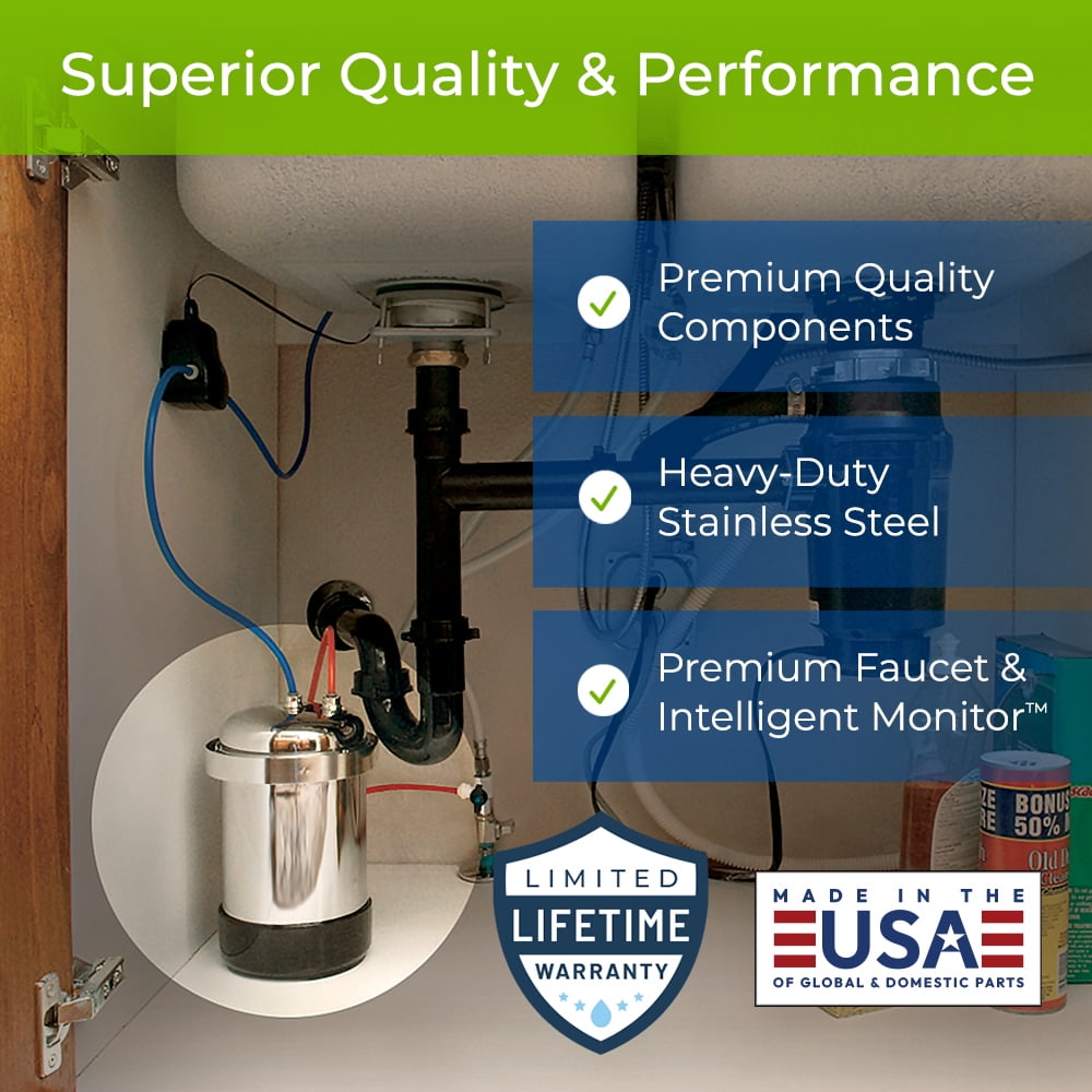 WaterChef U9000 Under-Sink Water Filtration System, Brushed Nickel Faucet, NSF Certified, Removes 78 Contaminants