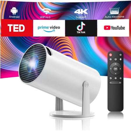 CAMPARK Projector with WiFi and Bluetooth Mini Projector 4K 1080P Support Portable Wireless Movie 220° Rotatable 130 Screen Auto Keystone Compatible with HDMI/iPhone/TV Stick for Bedroom Indoor