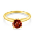 thumbnail image 2 of Gem Stone King 14K Yellow Gold Red Garnet Solitaire Engagement 4-Prong Ring for Women | 1.00 Cttw | Round 6MM | Gemstone January Birthstone | Size 6, 2 of 4
