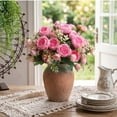 thumbnail image 6 of JHyouerji Faux Peony Rose Artificial Flower Bouquet 13x2 Inch Rose Purple Plastic Floral Stem for Wedding Table Home Vase Decor, 6 of 7