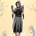 thumbnail image 5 of GYRATEDREAM Grim Reaper Costume for Kids Phantom Halloween Costume with Gloves, Scythe included 4-14T, 5 of 6