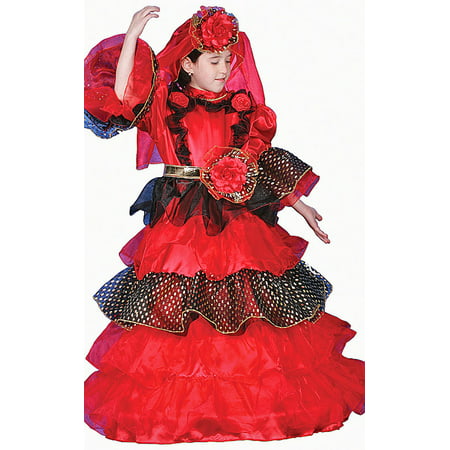 Child size Red Spanish Dancer Deluxe Dress up Costume - 2 sizes