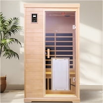 JERFIT 2-Person Hemlock Wood Far Infrared Sauna for Home Spa, with Bluetooth Speaker, Chromotherapy Lighting & LCD Control