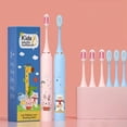 thumbnail image 2 of Cepillo de dientes eléctrico sónico para niños con 5 modos, diseño de dibujos animados, recargable por USB, resistente al agua IPX7, con cabezales de repuesto suaves, 2 of 5