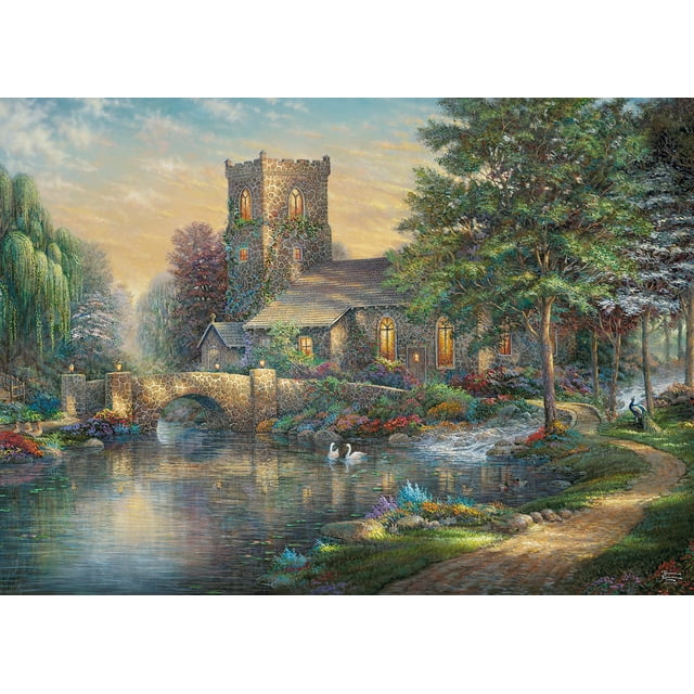 Rompecabezas Ceaco Thomas Kinkade Willow Wood Chapel 1000 piezas