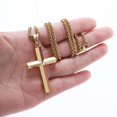 thumbnail image 4 of APSVO Gold Cross Necklaces for Men Boys Stainless Steel Cross Pendant Chain Catholic Religious Christian Birthday Valentines Jewelry Gifts Teen Him Boyfriend Male Dad Adults Kids Age Ideas 18 Inch, 4 of 7