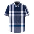 thumbnail image 1 of BOBOGOJP Men's Linen Shirts Button Down Short Sleeve Printed Shirts,Navy XXL, 1 of 2