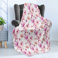 thumbnail image 4 of Floral Soft Flannel Fleece Throw Blanket, Watercolor Painting Style Blooming Flowers Spring Nature Botanical Artwork, Cozy Plush for Indoor and Outdoor Use, 60" x 80", Pink Purple Coral, by Ambesonne, 4 of 5