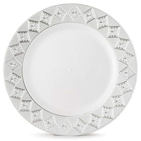 Host & Porter Silver Rim Plastic Lunch Plates, 9", 10 Count