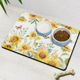 thumbnail image 3 of Retro Watercolor Sunflower Dog Mat - Washable Absorbent Pet Bowl Mat with Boho Sunny Pattern, Easy Clean, 3 of 5