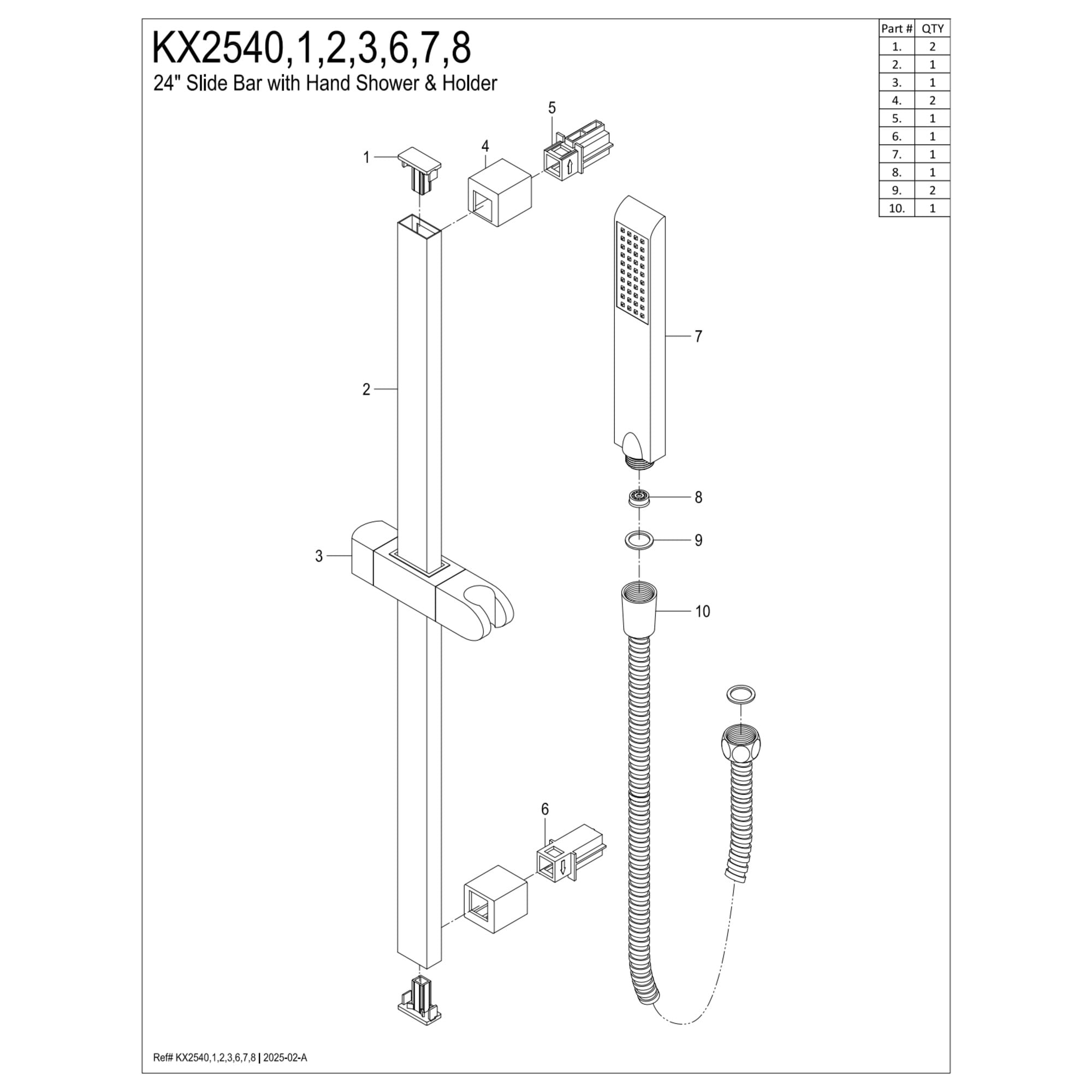 Kingston Brass KX2546 Vilbosch 24-Inch Stainless Steel Shower Slide Bar with Hand Shower and Holder in Polished Nickel