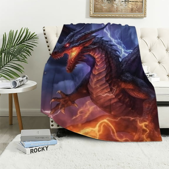BCIIG for Majestic Dragon Plush Flannel Throw Blanket - Ultra Soft & Comfy - Lightweight, Warm & Cozy for Couch, Bedroom, Living Room - Robust, Fuzzy, Anti-Pilling Fabric for Travel  40x50in