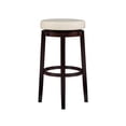 thumbnail image 3 of Linon Maya 31" Rice White Faux Leather Swivel Bar Stool in Brown Wooden Frame, 3 of 10